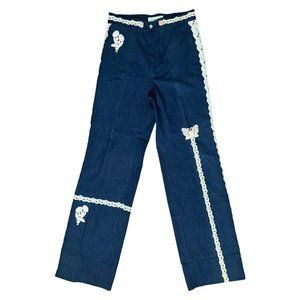 Vintage Petite Fors Rainbow Floral Embellished Denim Jeans